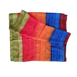 Silk Tie Dye Bright Multicolour Striped Scarf Made In India